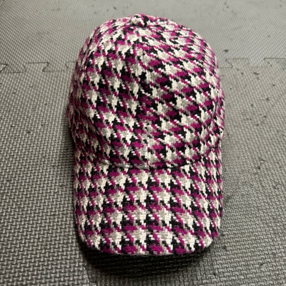 Jcrew purple, gray, black flannel houndstooth adjustable cap hat - Picture 1 of 4